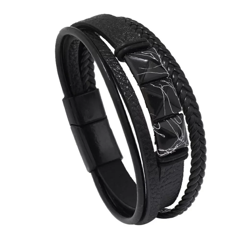 Leather White Cracked Bracelet